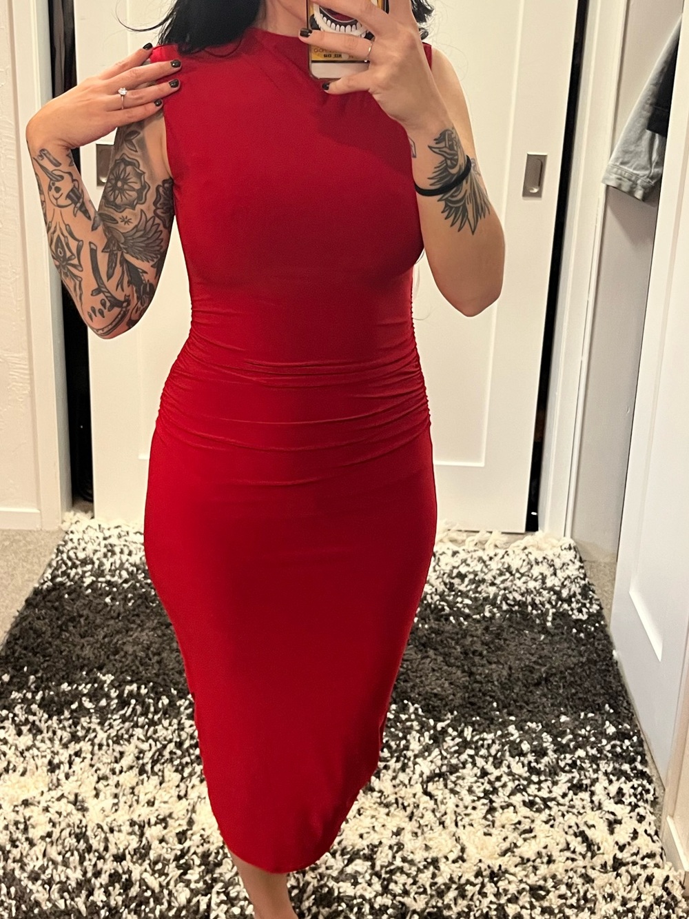 Windsor Red Sleeveless Bodycon Midi Dress